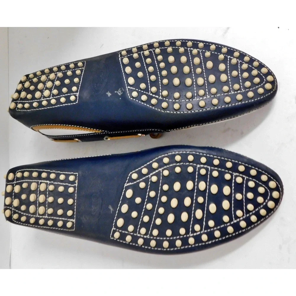 Tods Gommini White Blue Colorblock Driving Loafers sz 9.5